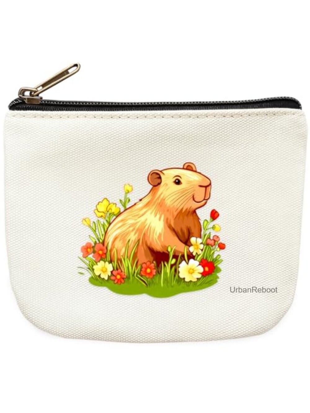 Canvas Capybara Coin Purse Pouch Small Mini Wallet Zipper Card Key Holder